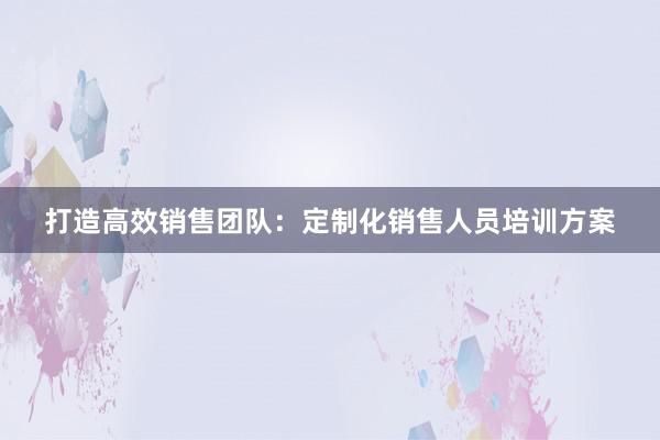 打造高效销售团队：定制化销售人员培训方案