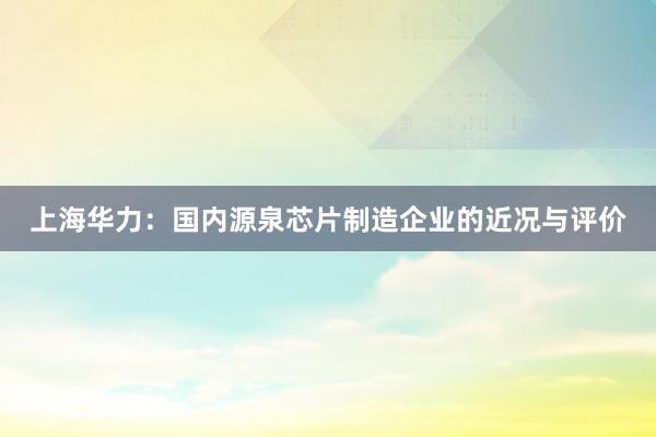 上海华力：国内源泉芯片制造企业的近况与评价